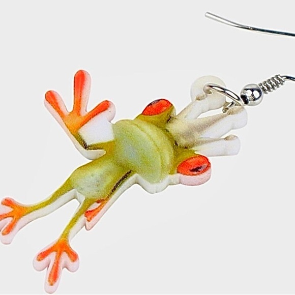 Prince Crown Frog Earrings Drop Dangle Big Long Cute Animal Jewelry For Women - Picture 5 of 5